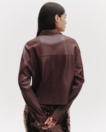 TWP Wine Little Big Joe Shirt in Paper Leather view 1