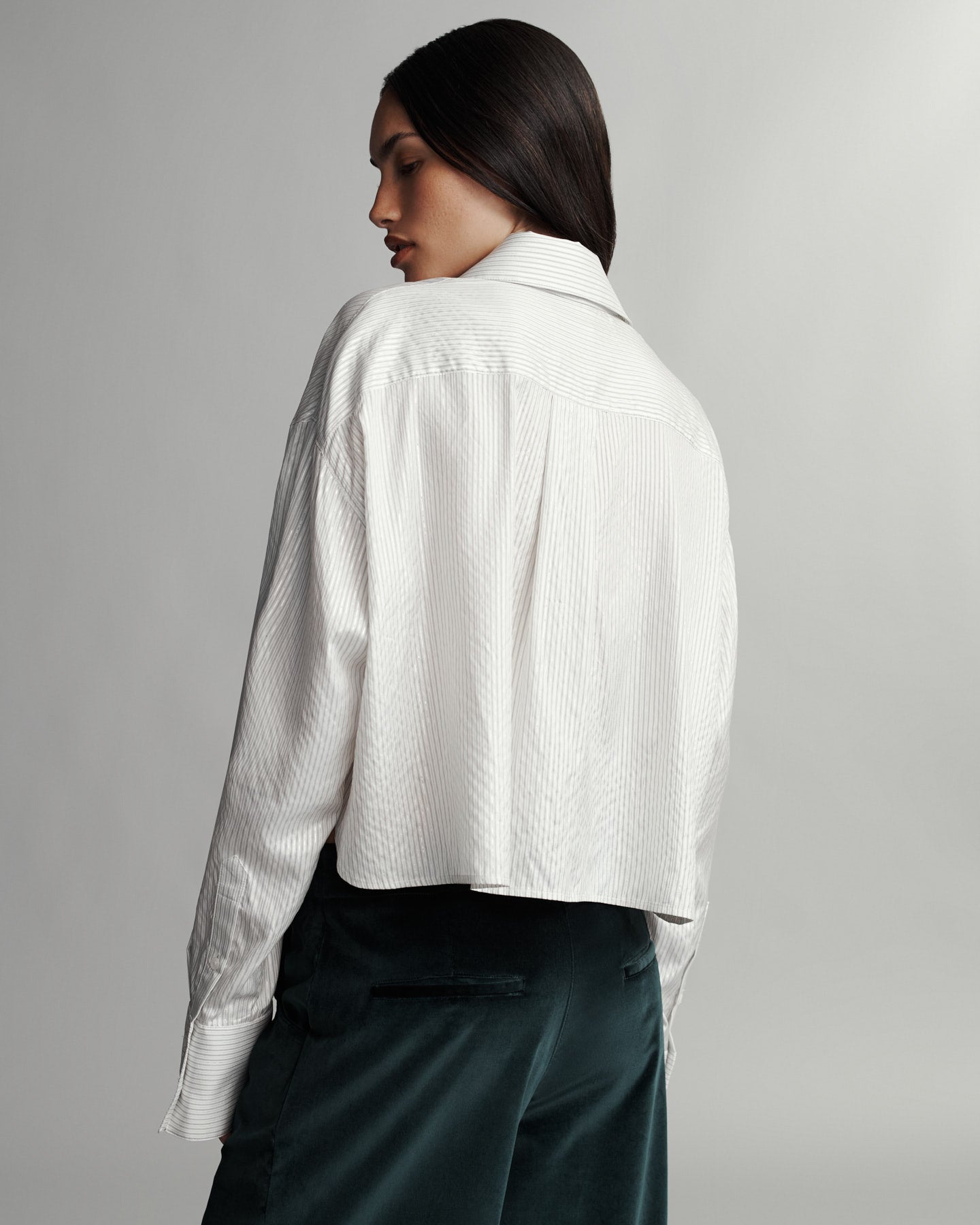 TWP Ivory multi Little Big Joe Shirt in Silk Metallic Stripe view 5