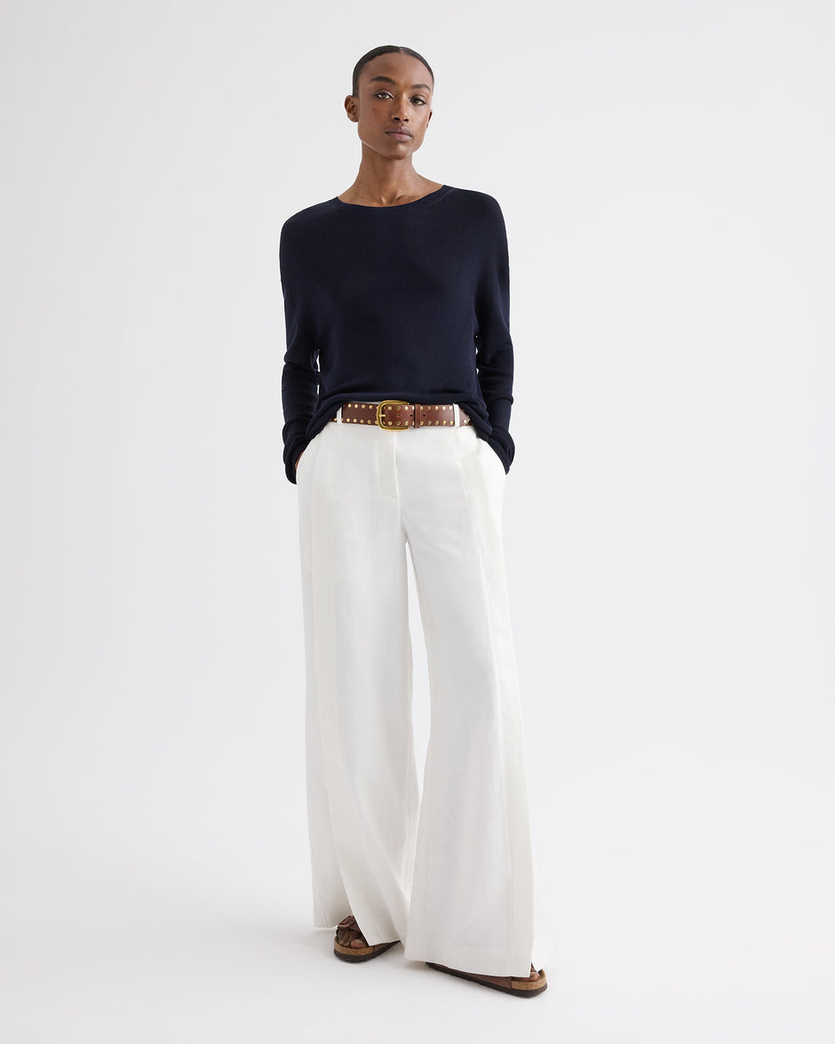 TWP Ivory Taite Pant in Chintzed Linen view 1