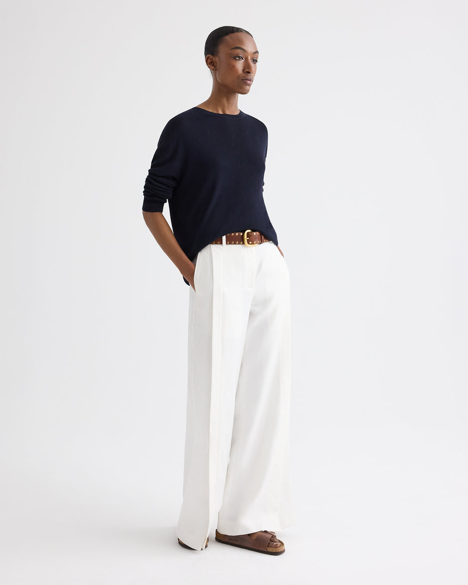 TWP Ivory Taite Pant in Chintzed Linen view 3