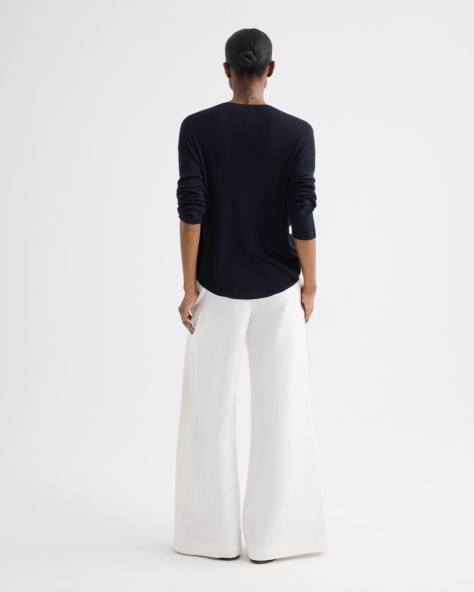 TWP Ivory Taite Pant in Chintzed Linen view 5