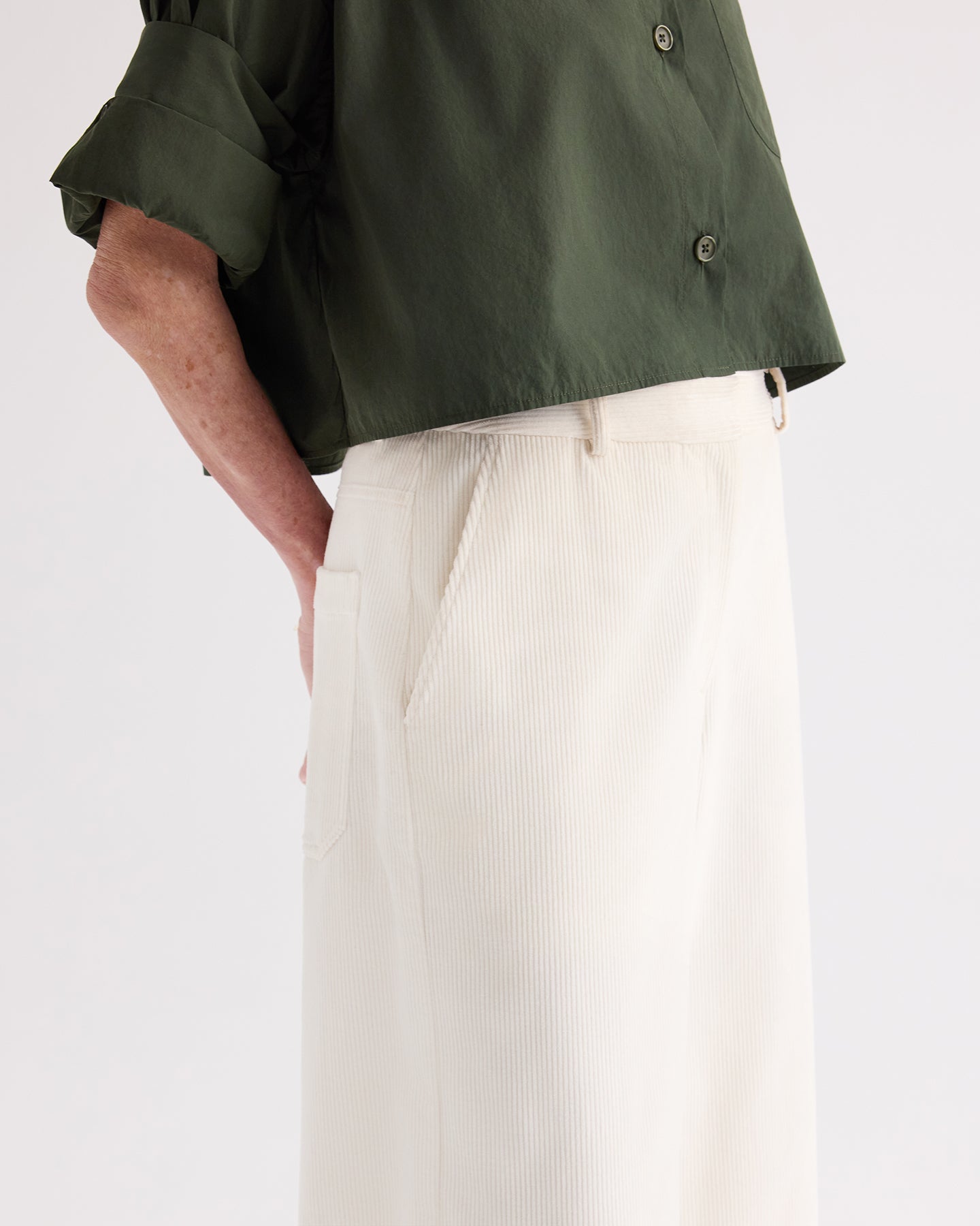TWP White Dylan Pant in Corduroy view 4