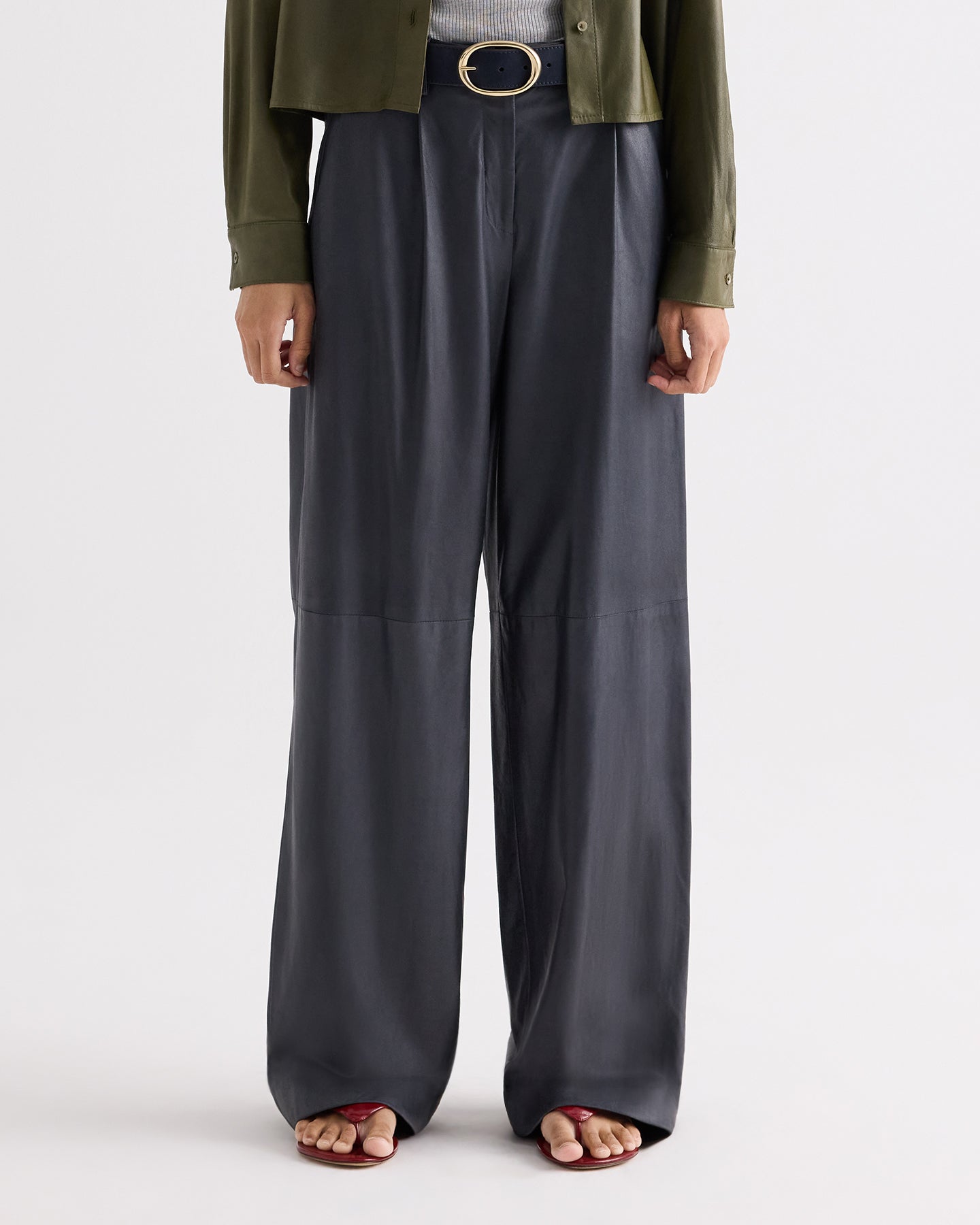 TWP Midnight Hudson St Pant in Paper Suede view 2