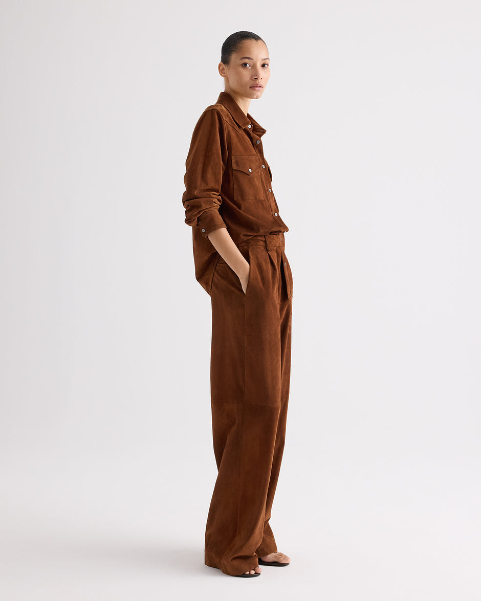 TWP Cigar Hudson St Pant in Featherweight Suede view 1