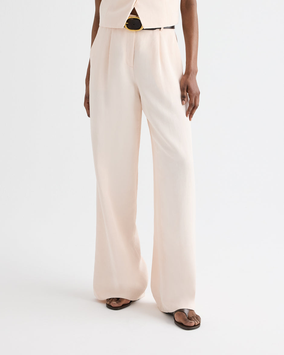 TWP Creme de peche Hudson St Pant in Coated Viscose Linen view 3