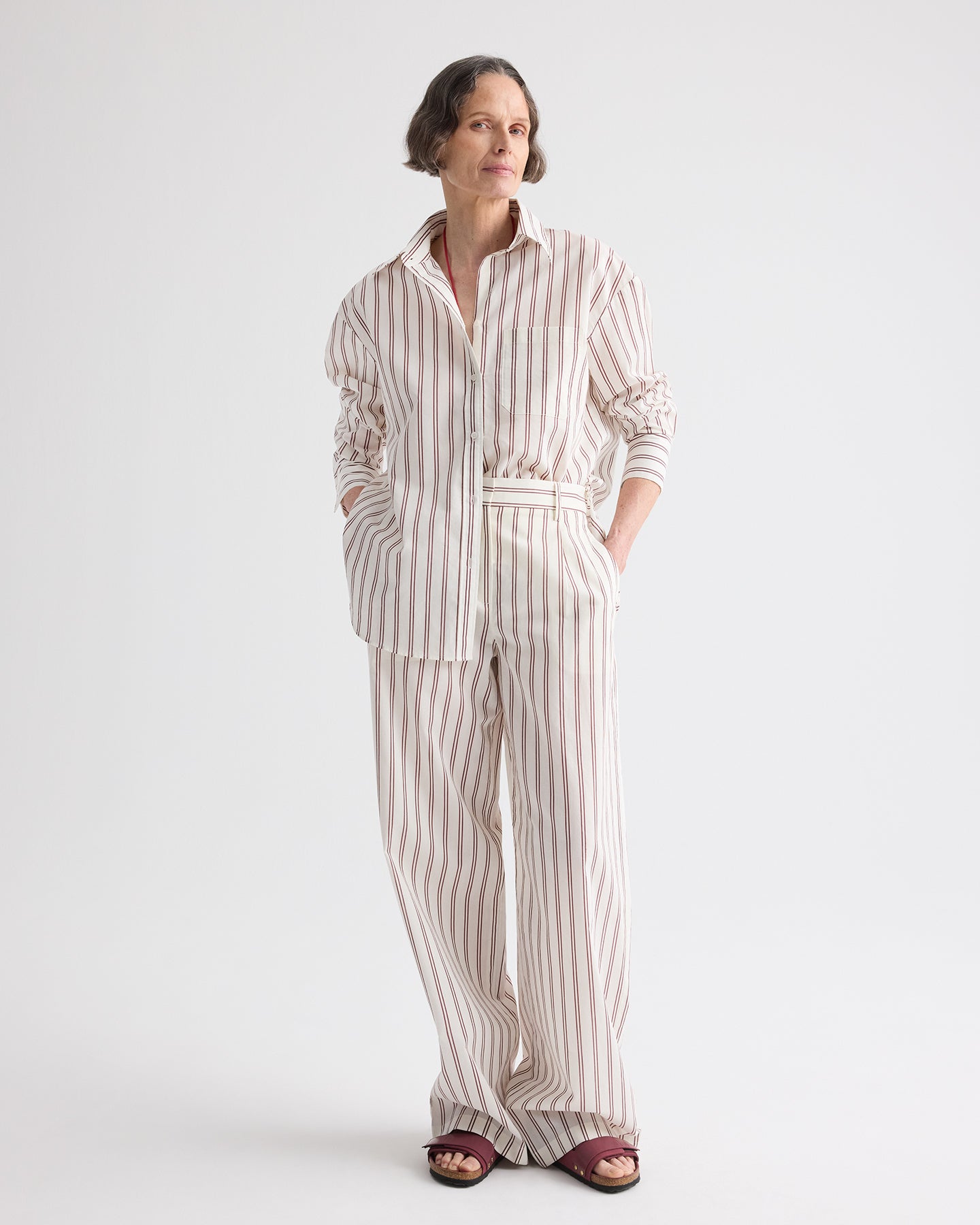 TWP White / wine Hudson St Pant in Cotton Silk view 3