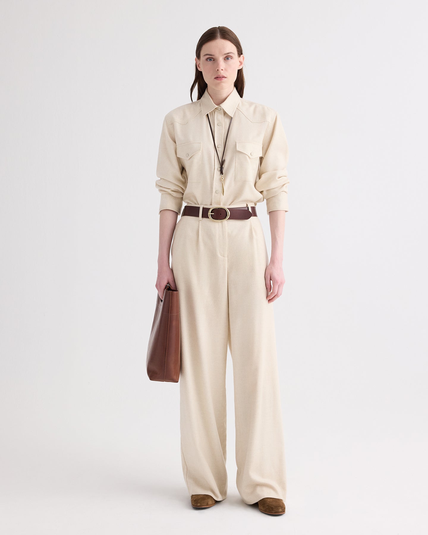 TWP Cognac Small Bucket Bag in Leather view 2