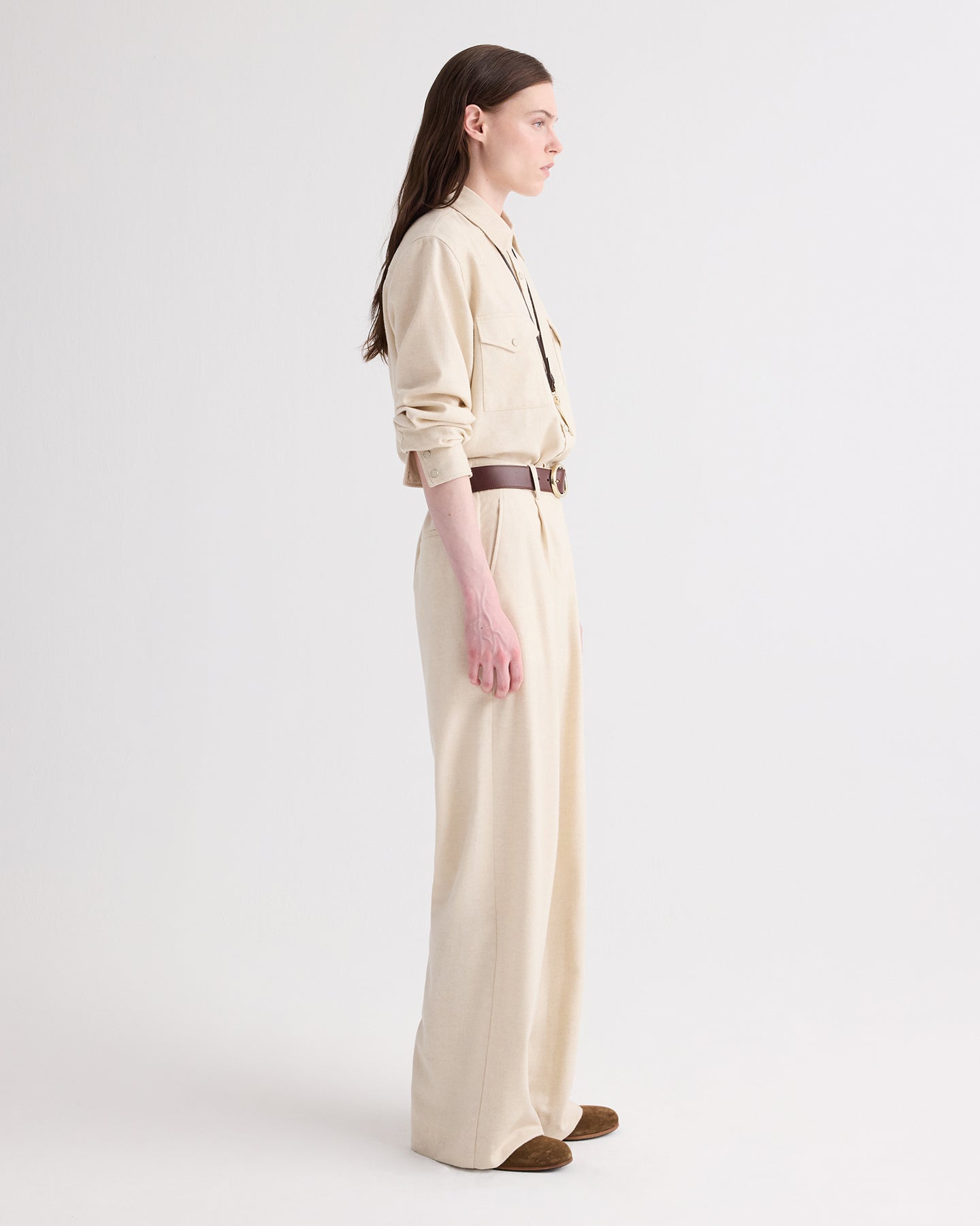 TWP Oat Cowboy Take Me Away Shirt in Wool Silk Cashmere view 4