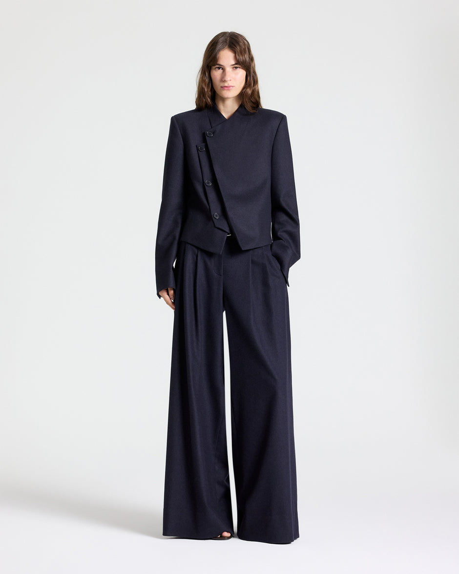 TWP Midnight Avery Pant in Wool Flannel view 3