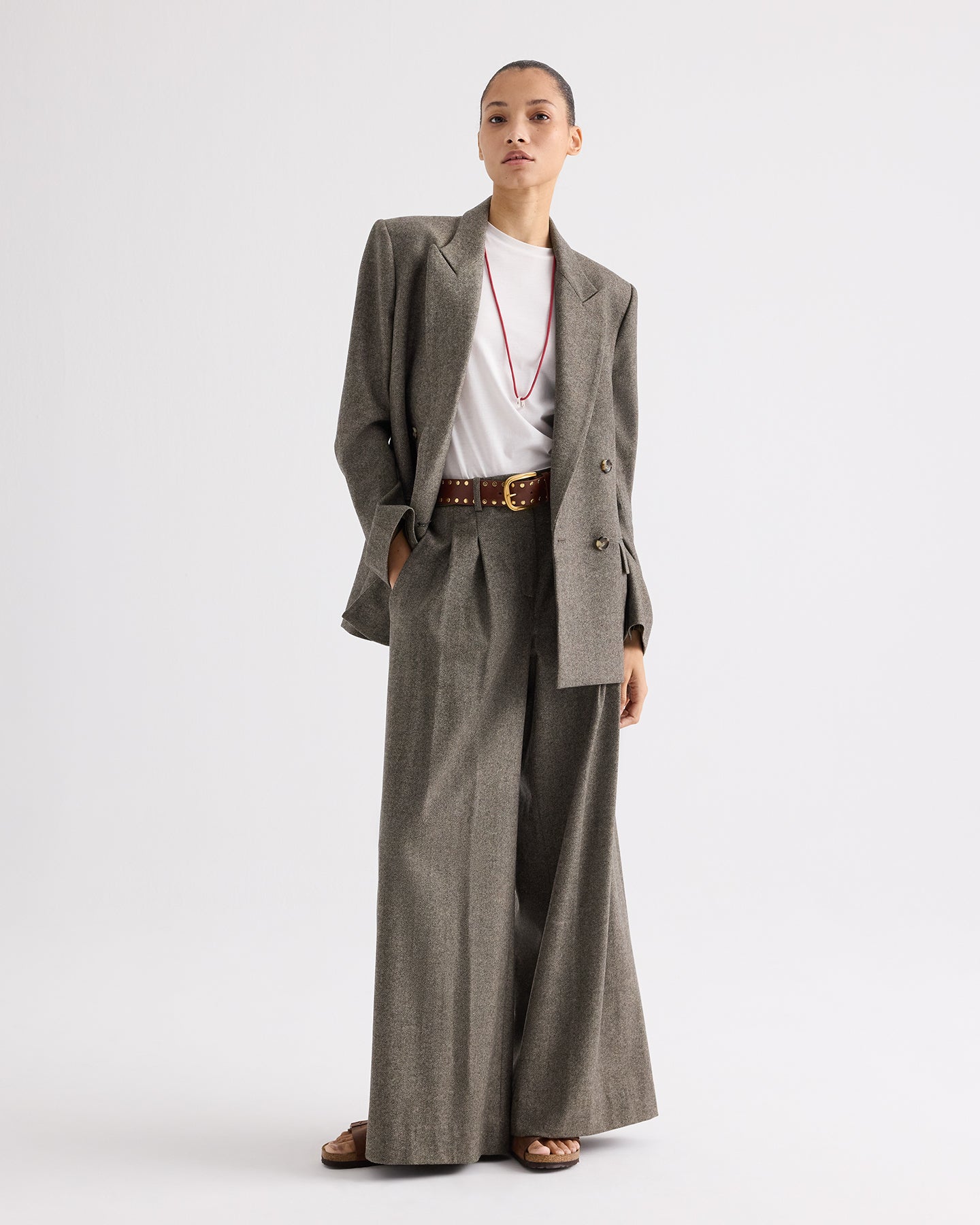 TWP Tea multi Avery Pant in Fancy Wool Flannel view 1