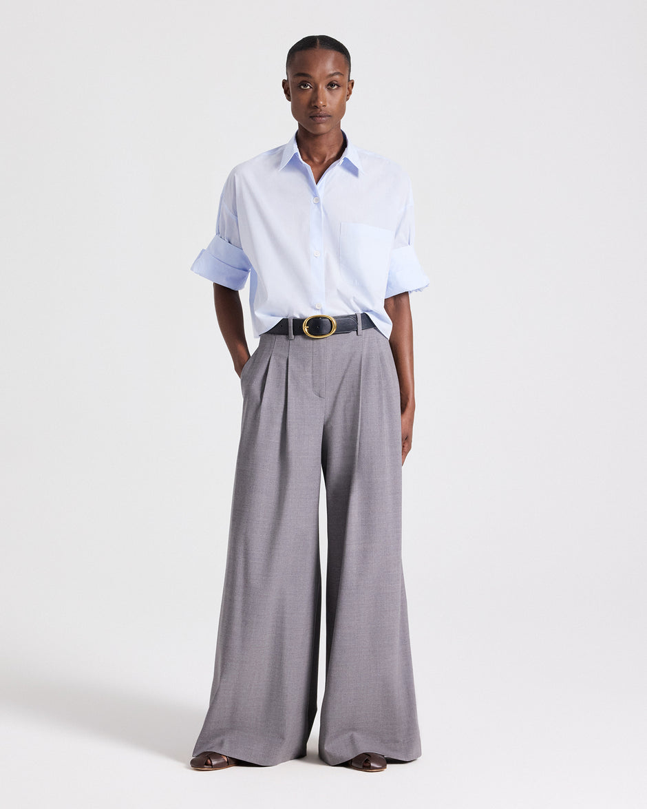 TWP Medium heather grey Avery Pant in Soft Finish Stretch Wool view 1