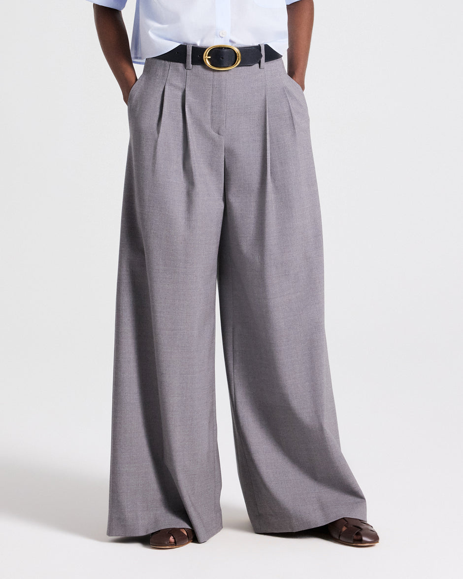TWP Medium heather grey Avery Pant in Soft Finish Stretch Wool view 3