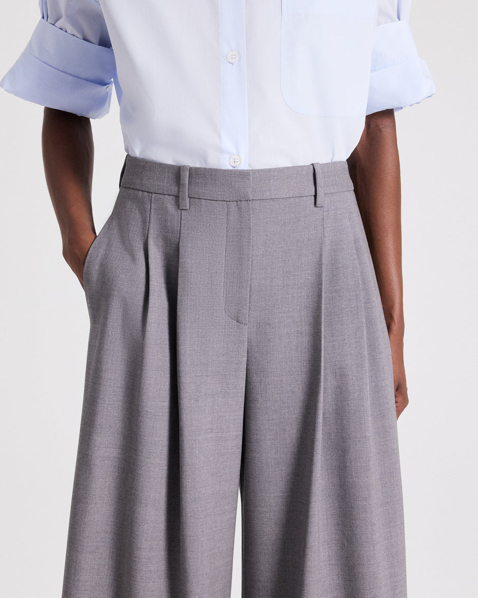 TWP Medium heather grey Avery Pant in Soft Finish Stretch Wool view 2