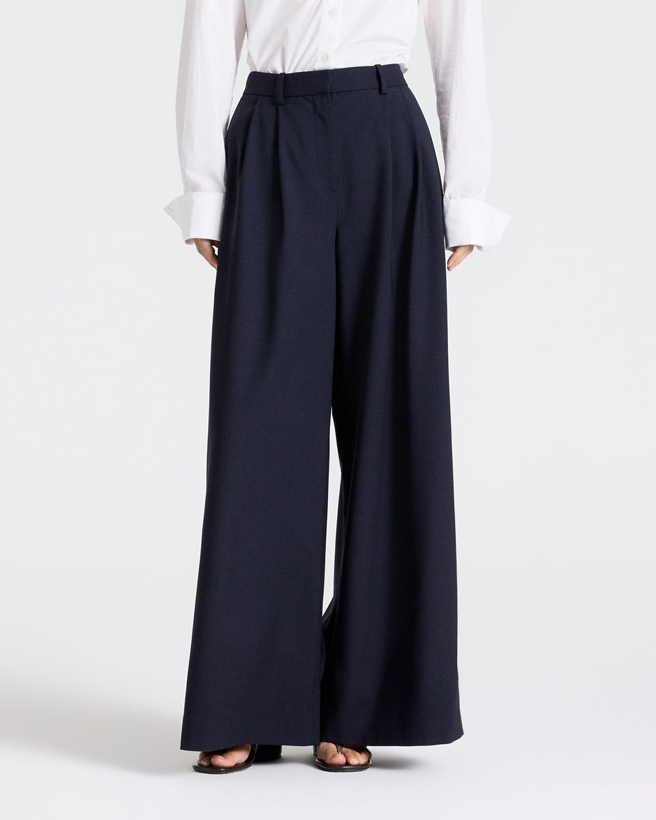TWP Midnight Avery Pant in Soft Finish Stretch Wool view 1