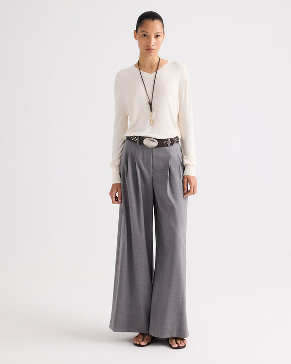 TWP Medium heather grey Avery Pant in Soft Finish Stretch Wool view 3