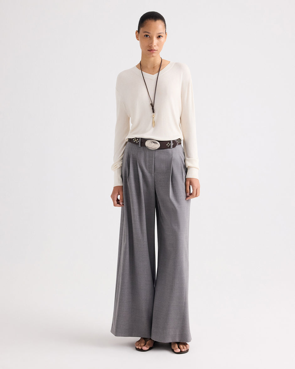 TWP Medium heather grey Avery Pant in Soft Finish Stretch Wool view 3