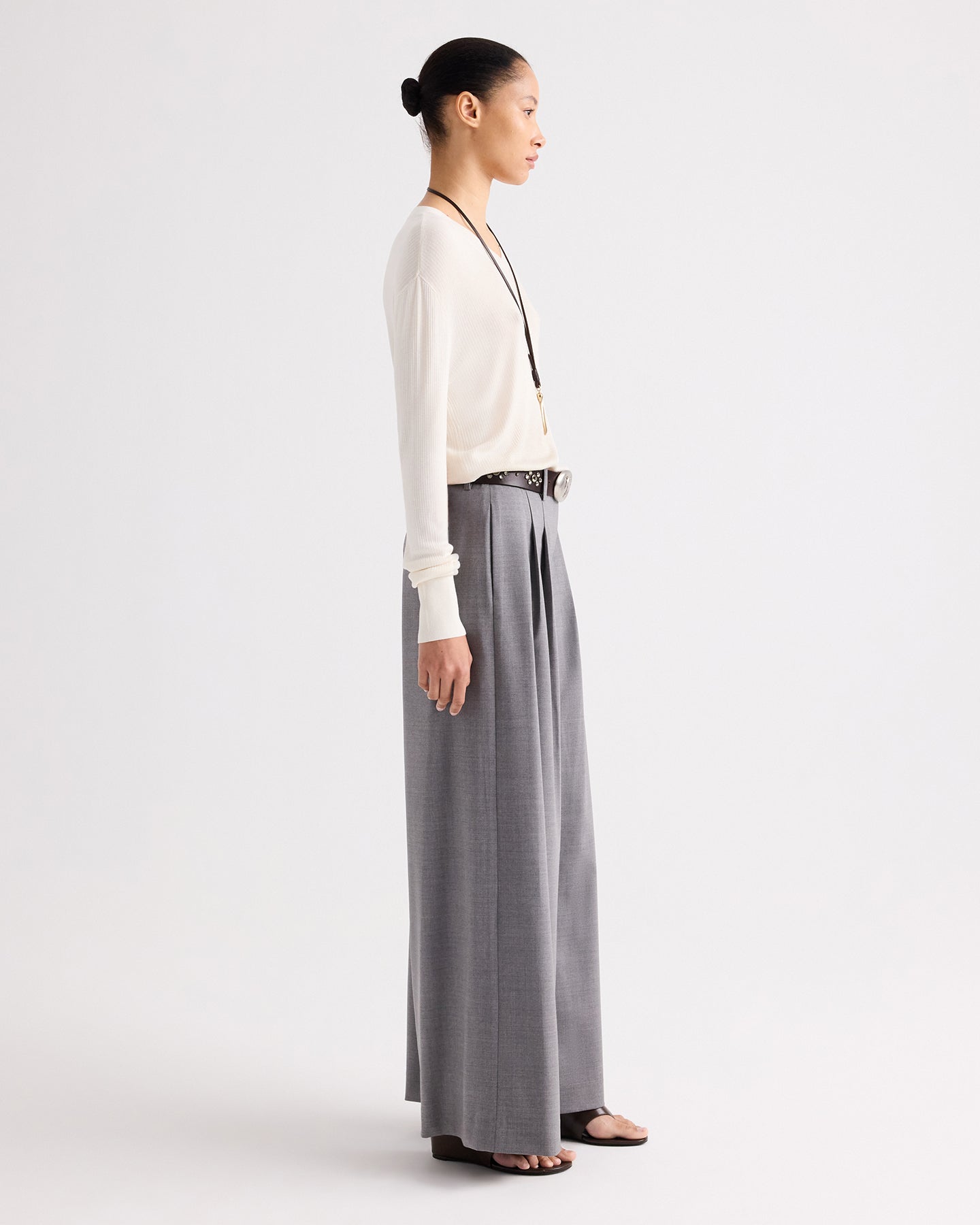 TWP Medium heather grey Avery Pant in Soft Finish Stretch Wool view 4