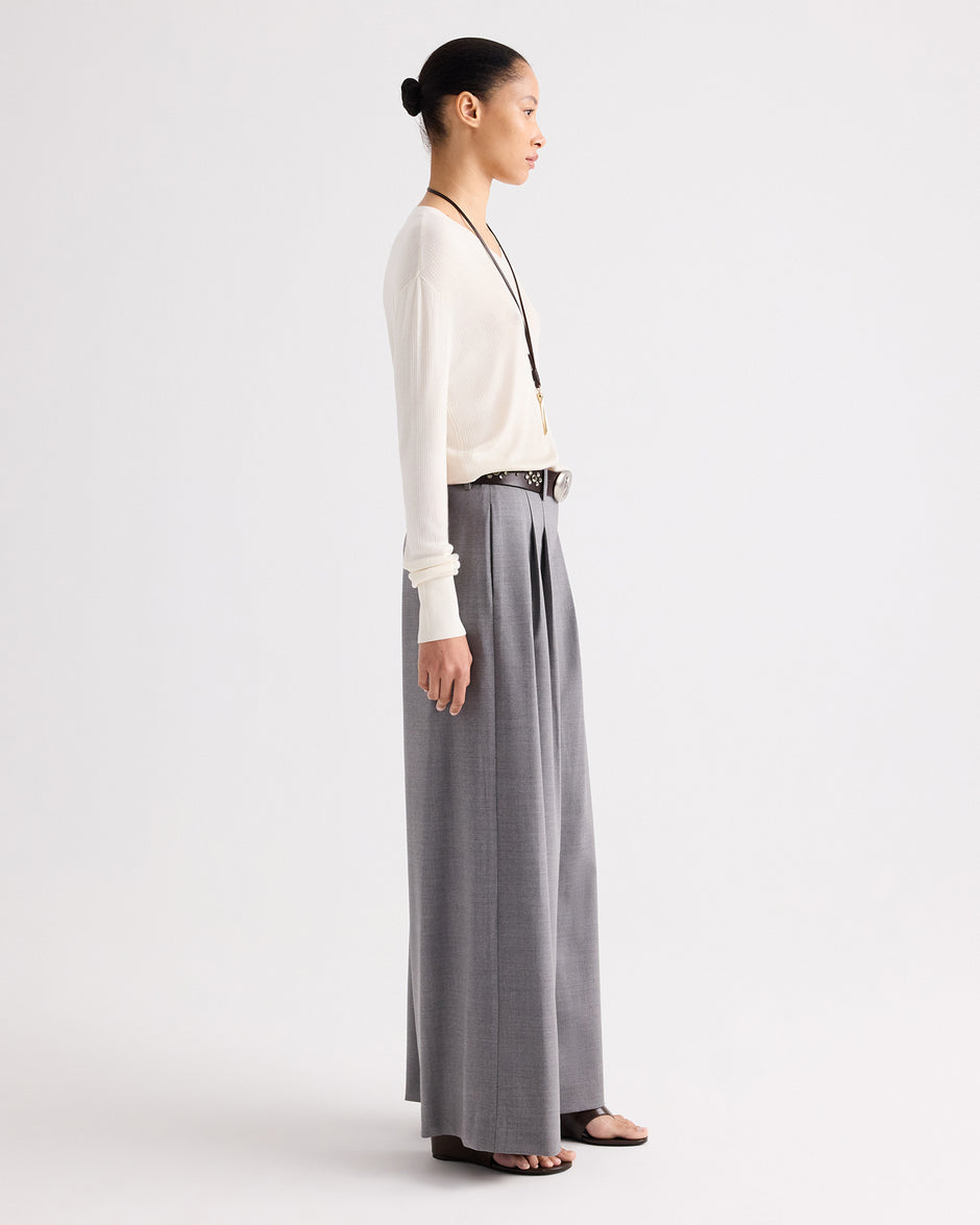 TWP Medium heather grey Avery Pant in Soft Finish Stretch Wool view 4