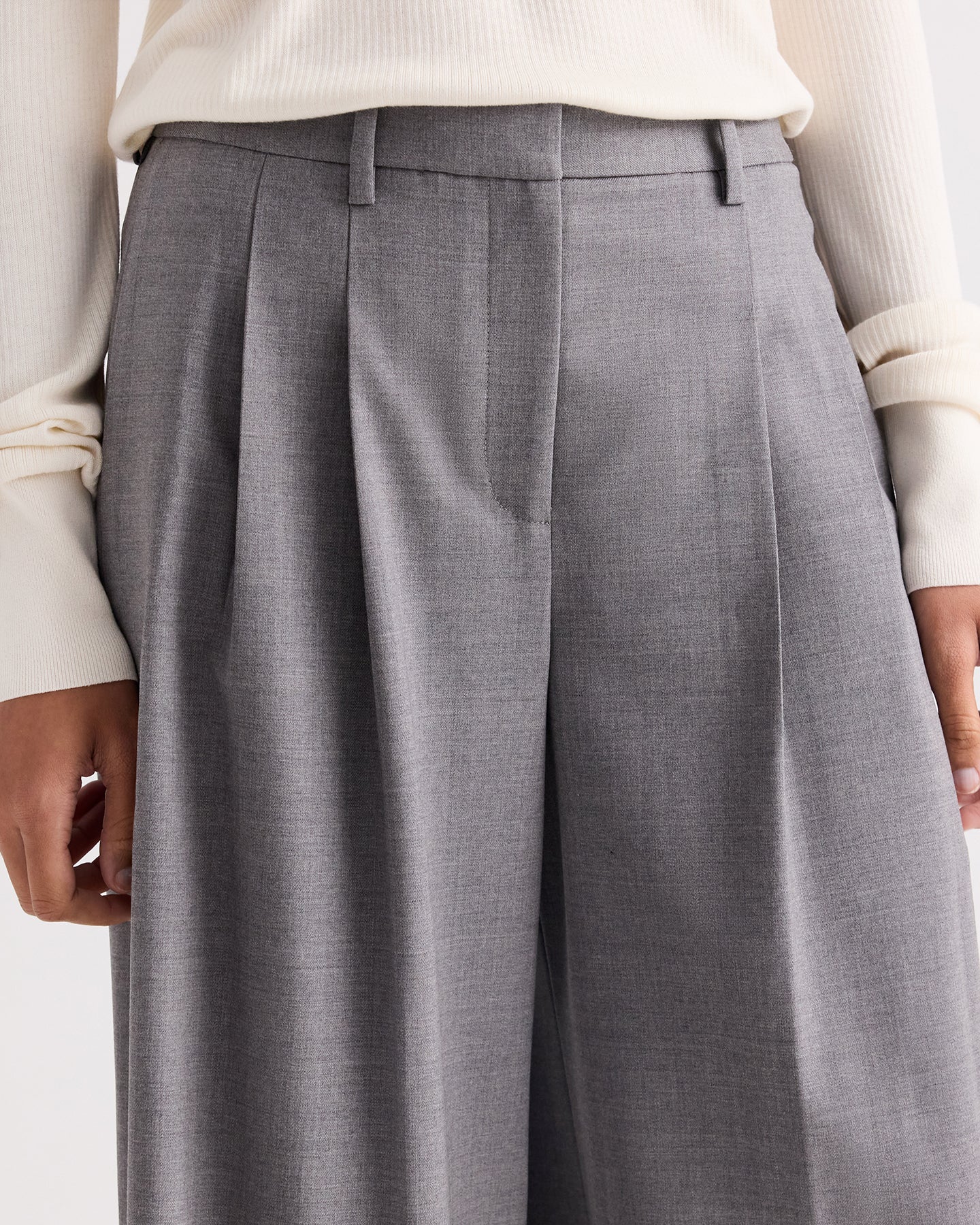 Medium heather grey Avery Pant in Soft Finish Stretch Wool | TWP