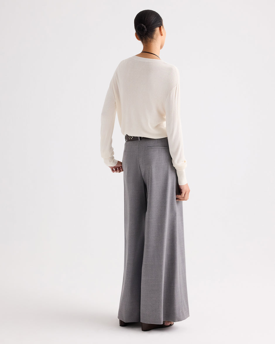 TWP Medium heather grey Avery Pant in Soft Finish Stretch Wool view 5