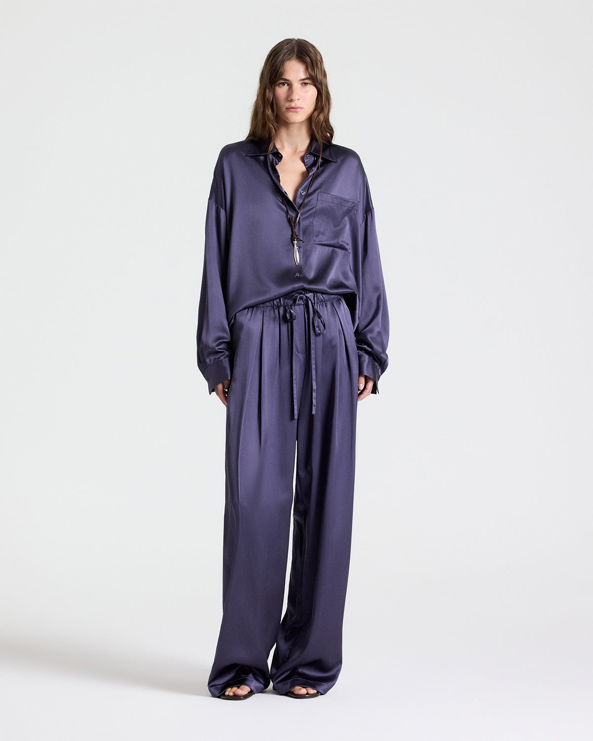 TWP Graystone PJ Pant in Crepe Back Silk Satin view 3