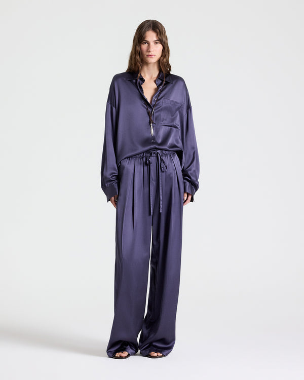 TWP Graystone PJ Pant in Crepe Back Silk Satin view 3