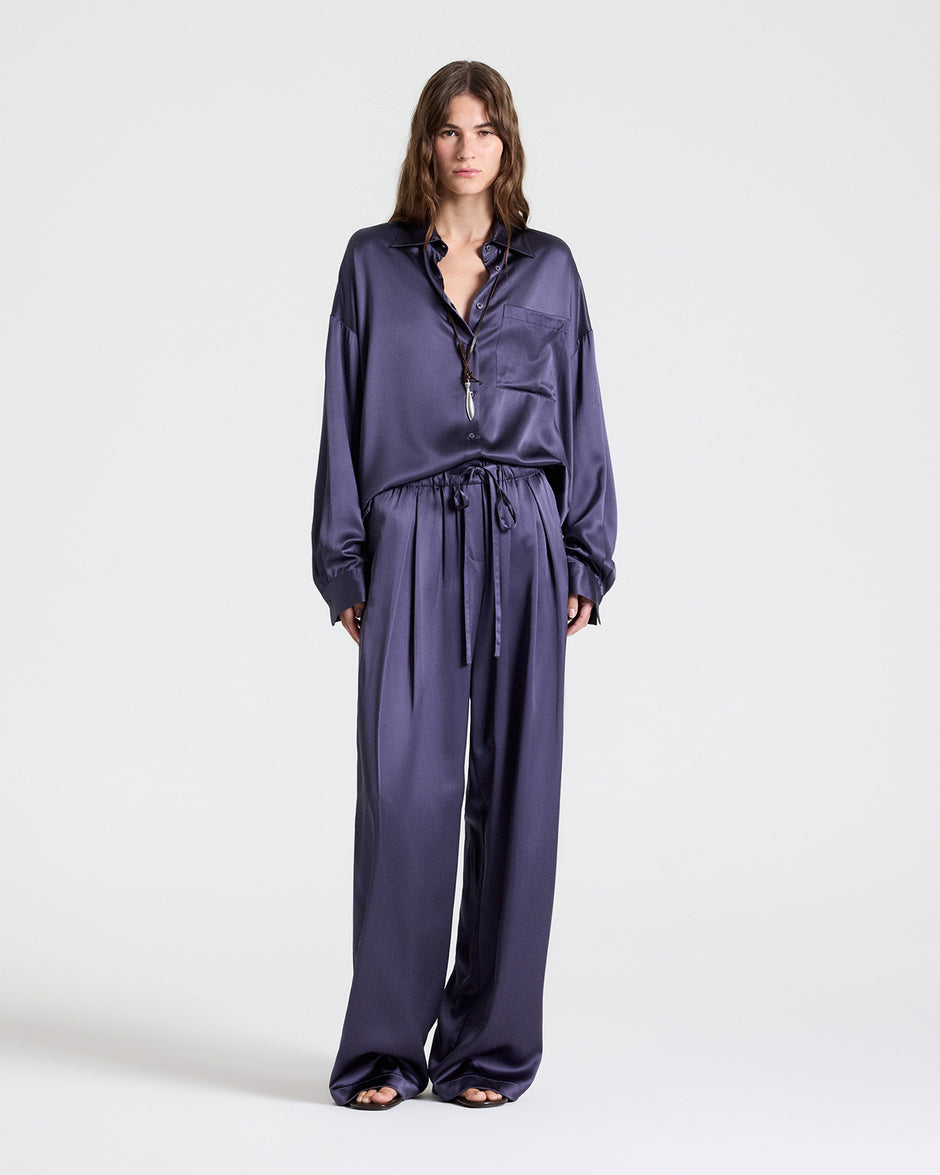 TWP Graystone PJ Pant in Crepe Back Silk Satin view 3