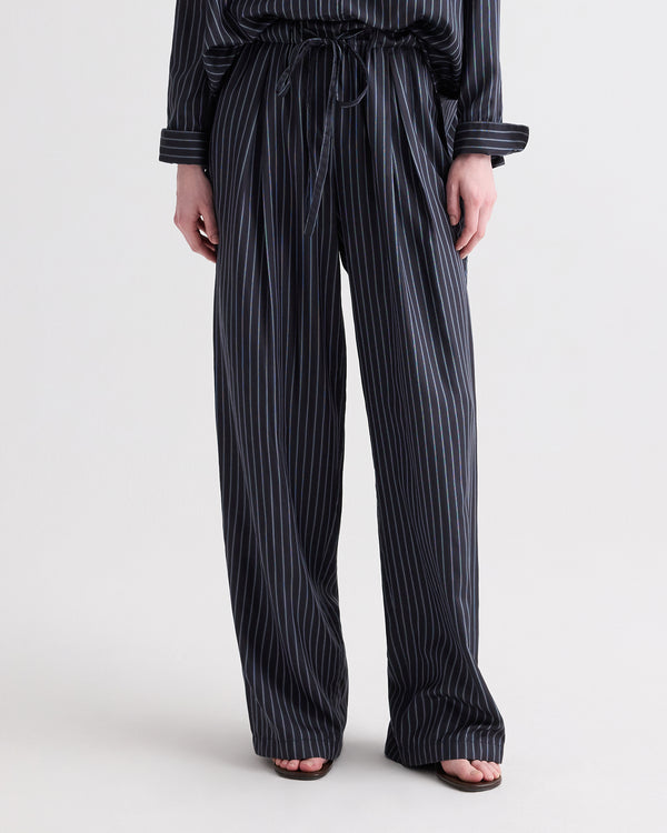 TWP Blue nights / turkish coffee PJ Pant in Evening Stripe on Silk view 2