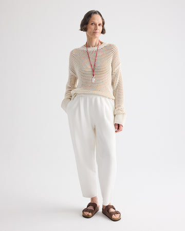 TWP White Pleated Sweatpant in Lightweight Sweatshirt view 1