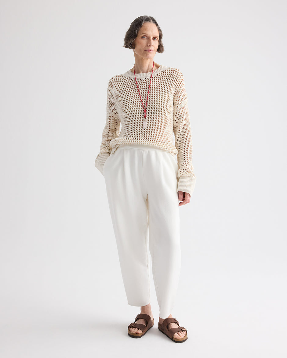 TWP White Pleated Sweatpant in Lightweight Sweatshirt view 1