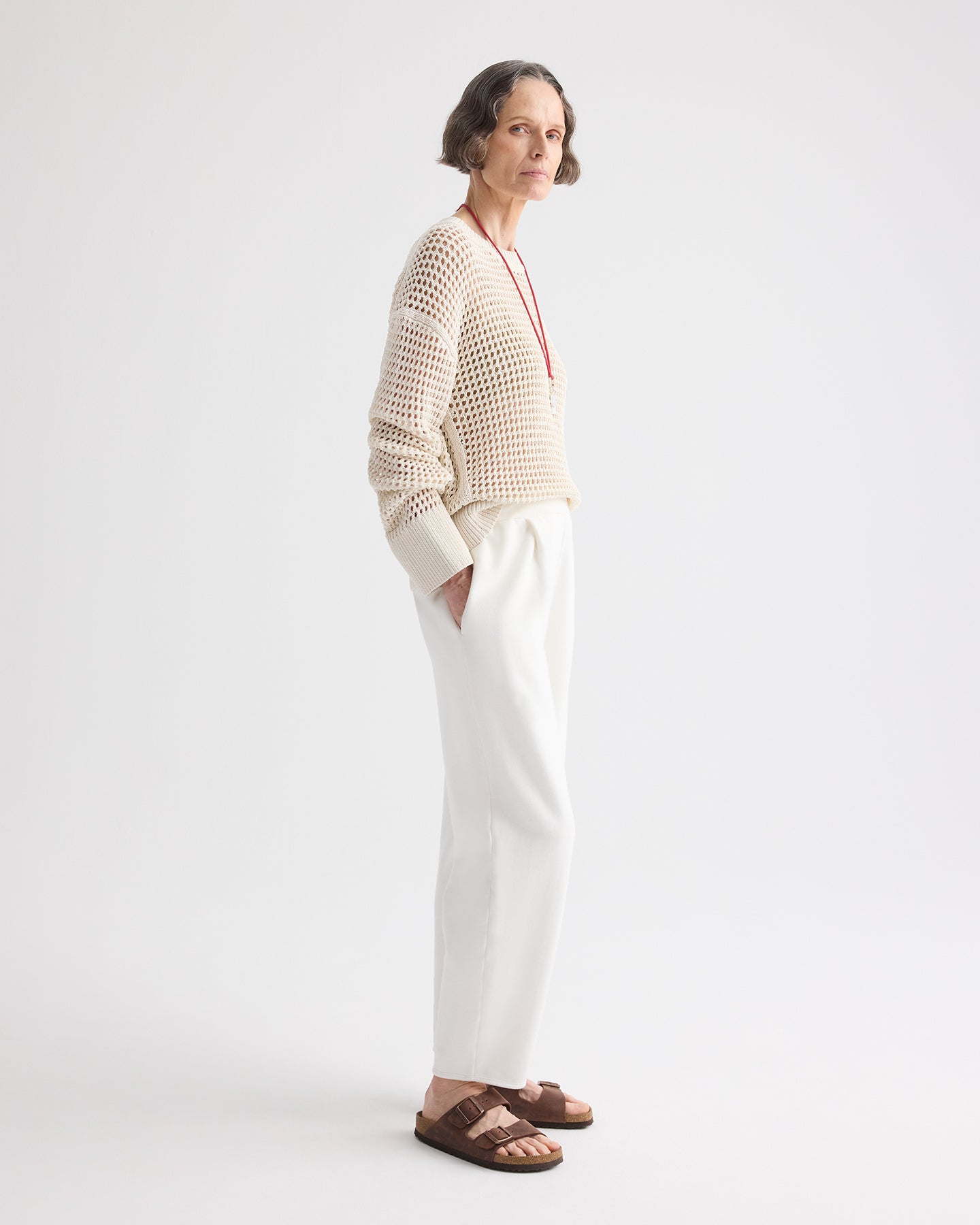 TWP White Pleated Sweatpant in Lightweight Sweatshirt view 3