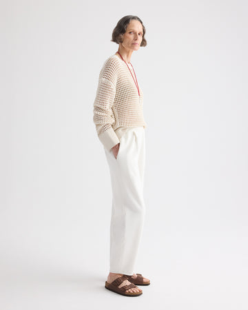 TWP White Pleated Sweatpant in Lightweight Sweatshirt view 2