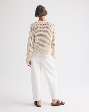 TWP White Pleated Sweatpant in Lightweight Sweatshirt view 3