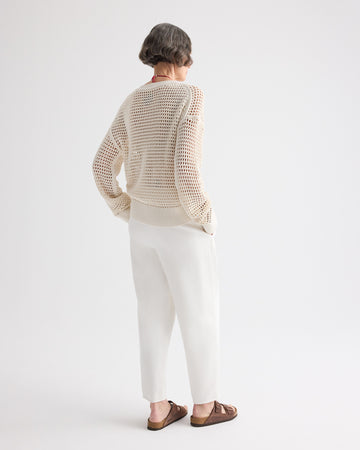 TWP White Pleated Sweatpant in Lightweight Sweatshirt view 4