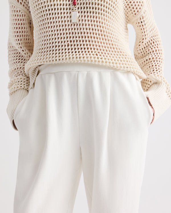 TWP White Pleated Sweatpant in Lightweight Sweatshirt view 2
