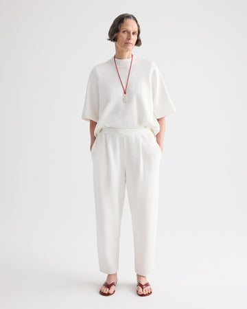 TWP White Pleated Sweatpant in Lightweight Sweatshirt view 6