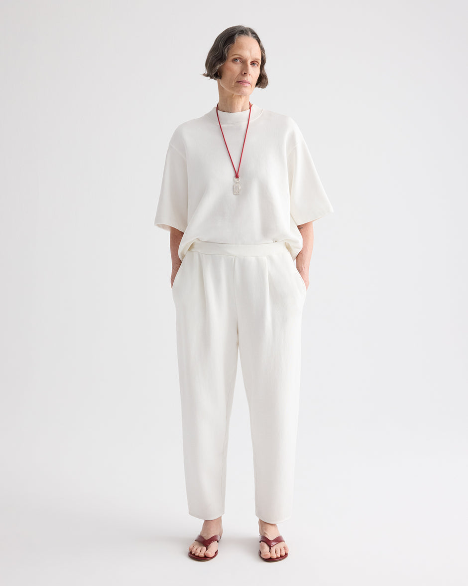 TWP White Pleated Sweatpant in Lightweight Sweatshirt view 6