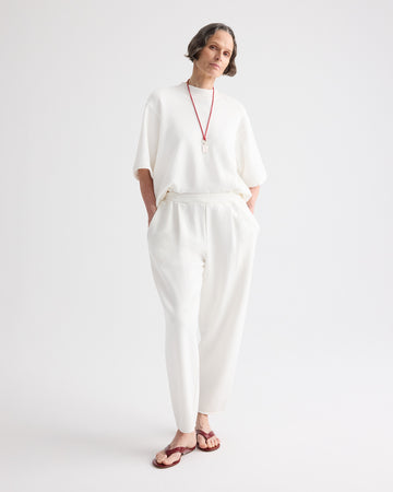 TWP White Pleated Sweatpant in Lightweight Sweatshirt view 6