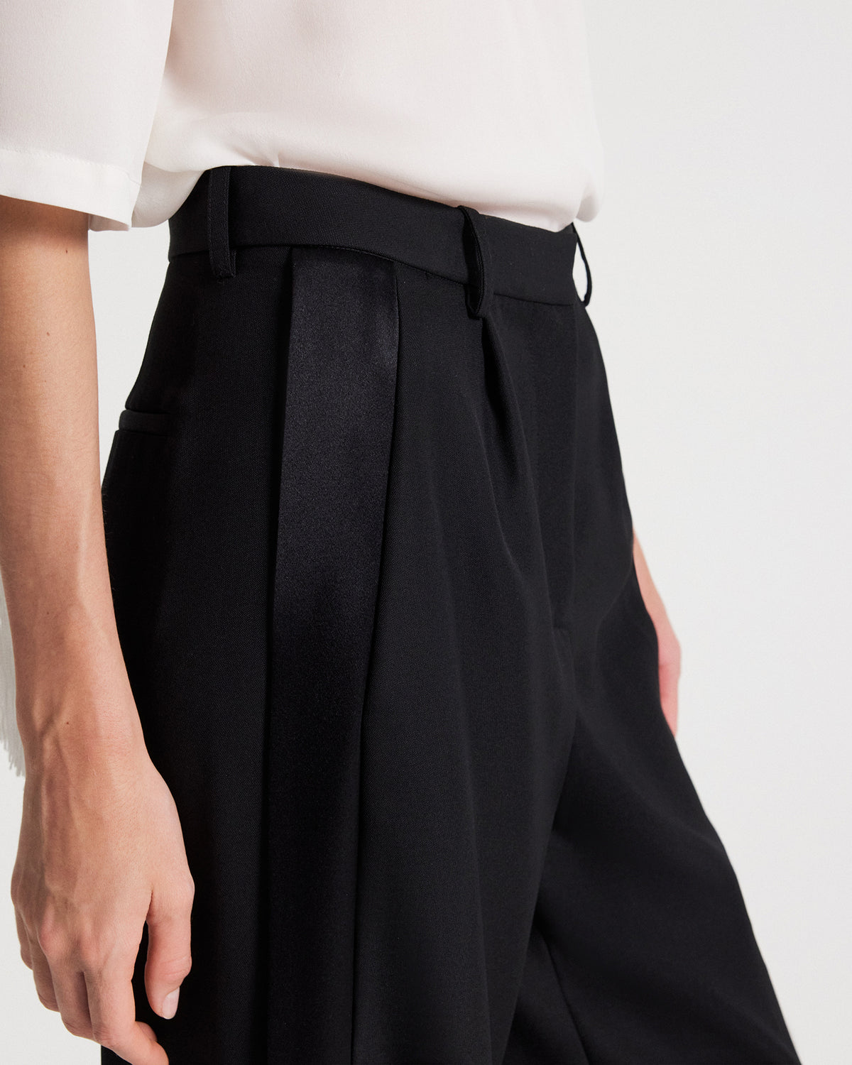 TWP Black Slim A Pant with Lip Tux in Tux Wool view 2