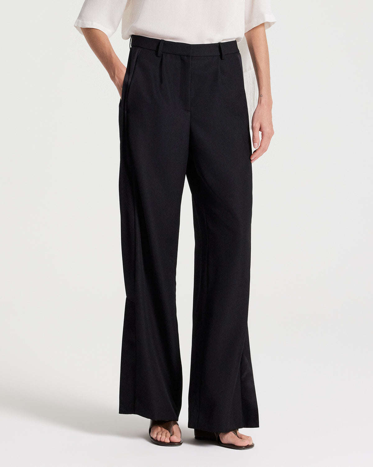 TWP Black Slim A Pant with Lip Tux in Tux Wool view 3