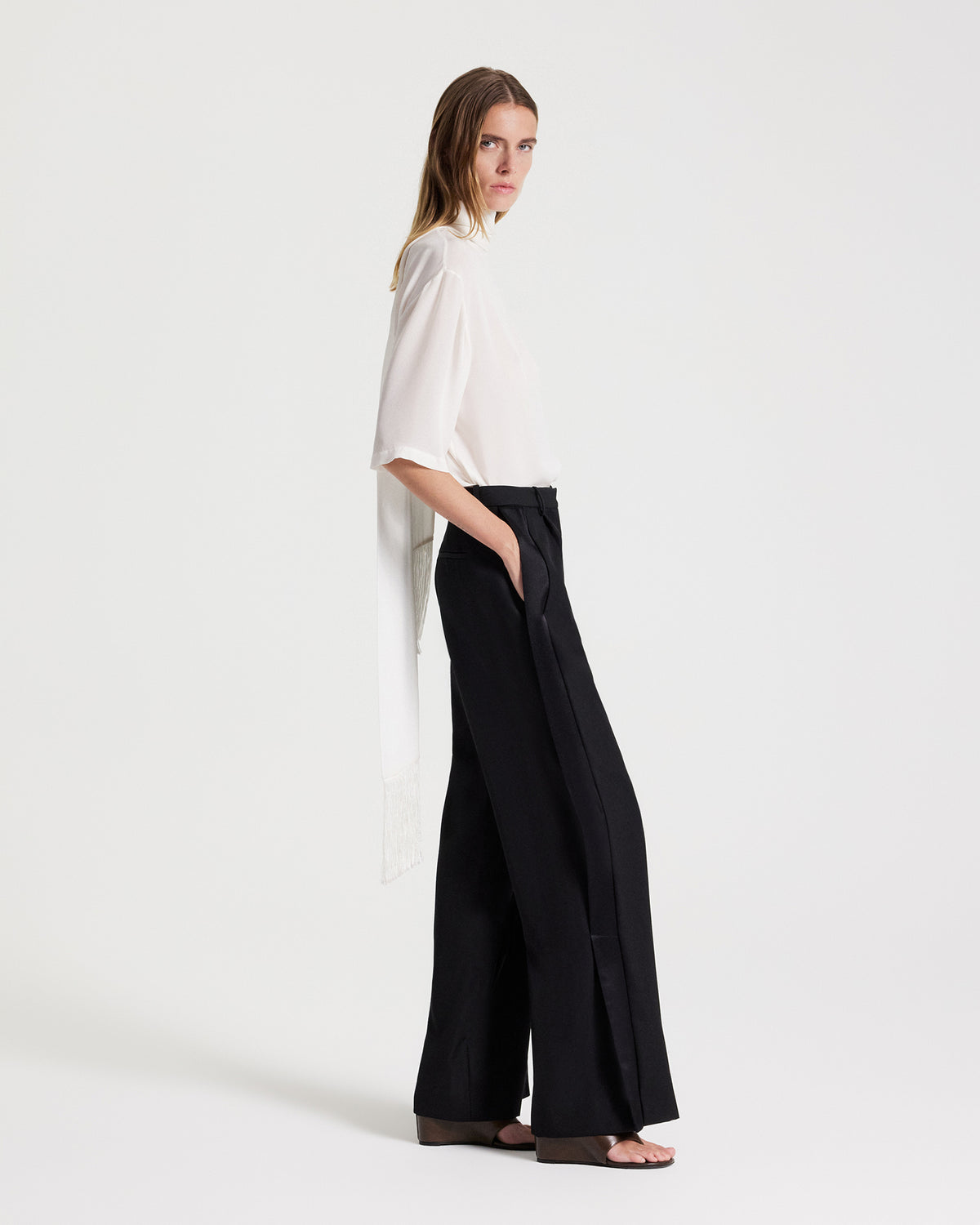 TWP Black Slim A Pant with Lip Tux in Tux Wool view 5