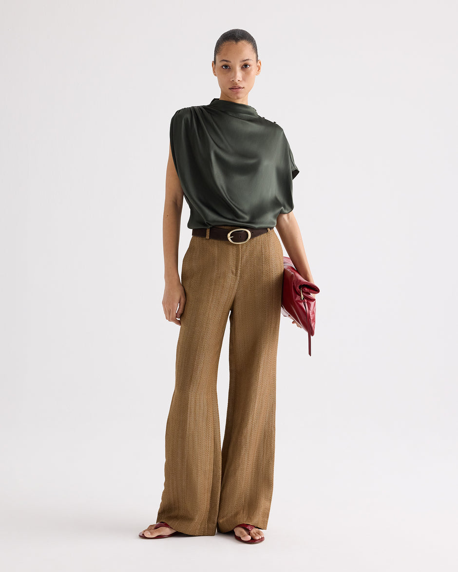 TWP Kelp Henry Pant in Novel Herringbone Linen view 1
