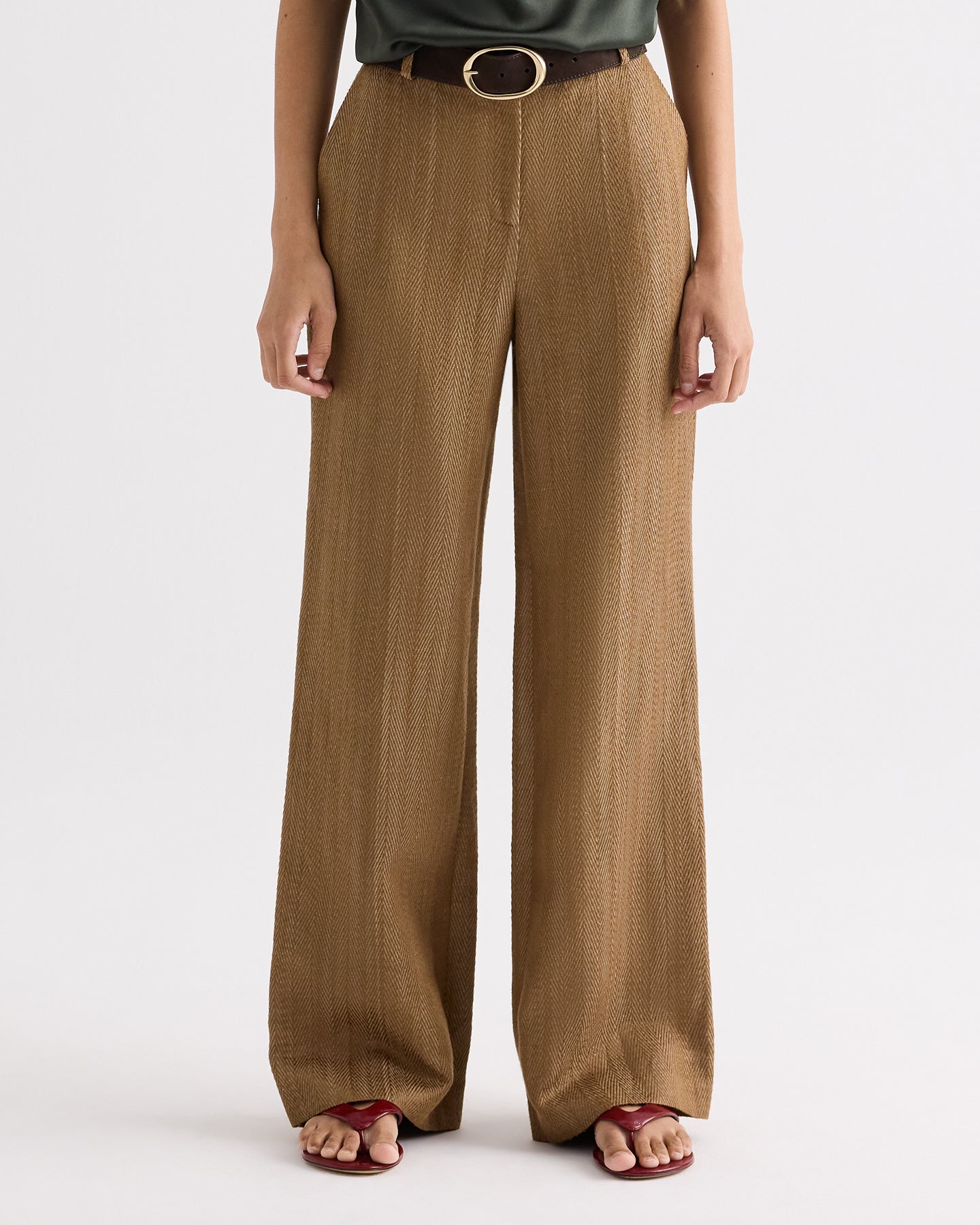 TWP Kelp Henry Pant in Novel Herringbone Linen view 2