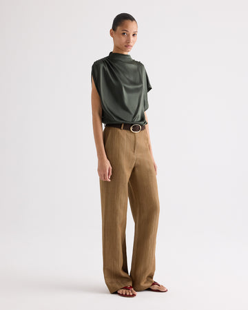 TWP Kelp Henry Pant in Novel Herringbone Linen view 3