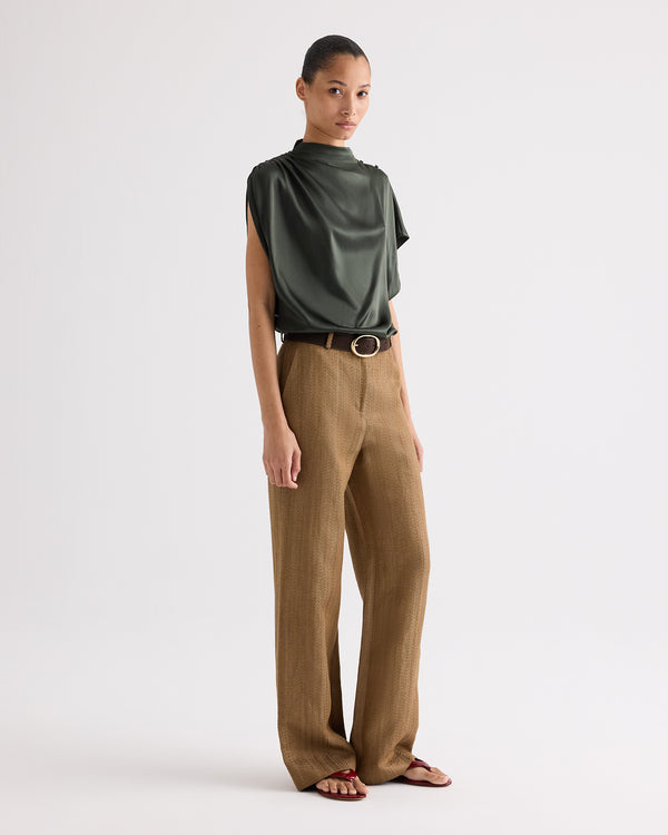 TWP Kelp Henry Pant in Novel Herringbone Linen view 3