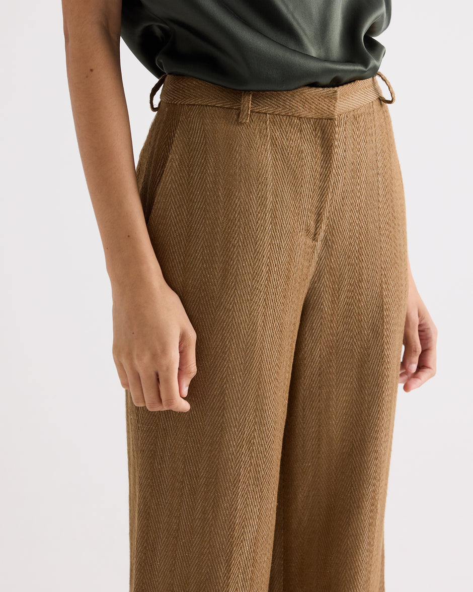 TWP Kelp Henry Pant in Novel Herringbone Linen view 4