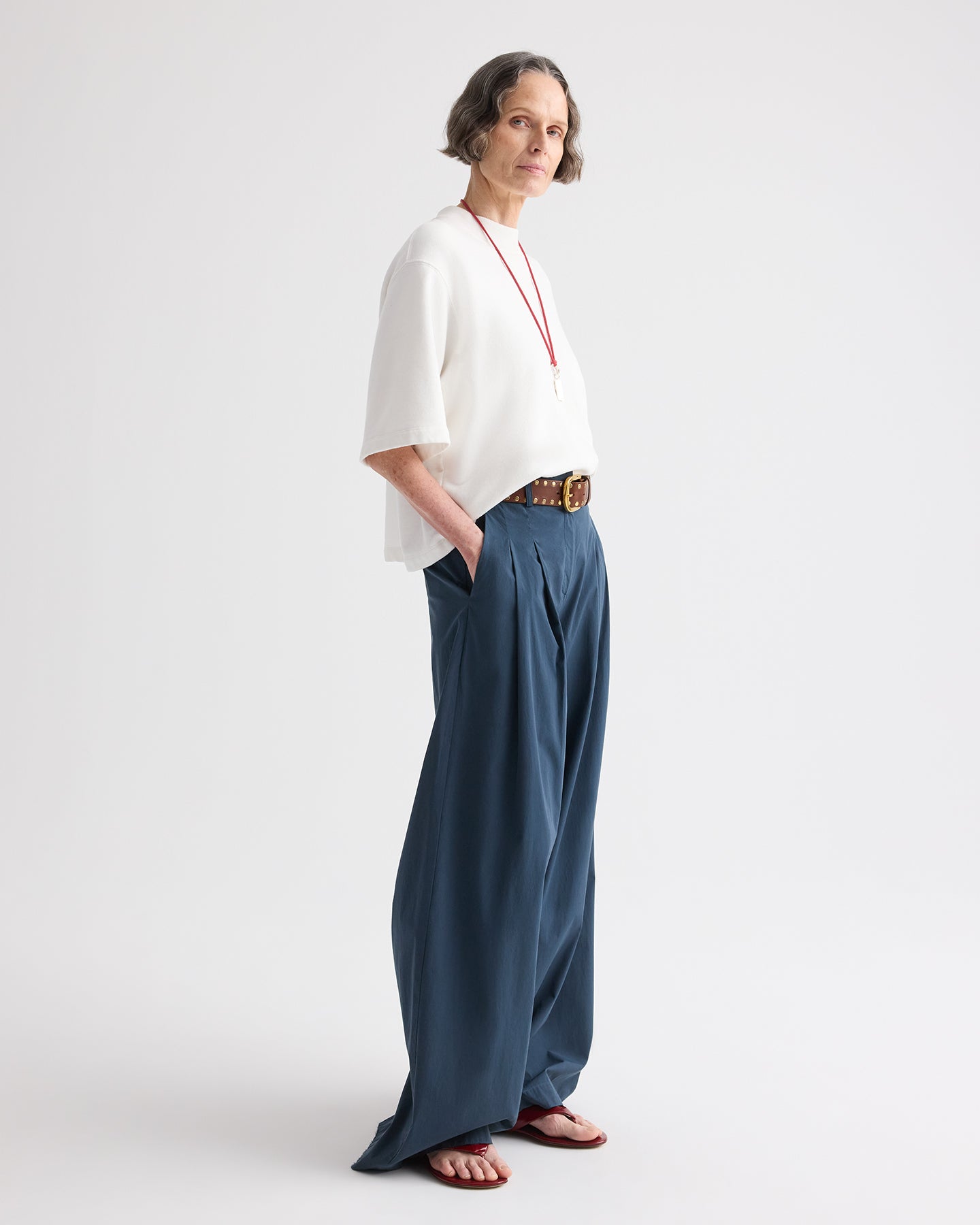 TWP Sea storm Next Didi Raw Hem Pant in Cotton Poplin view 3