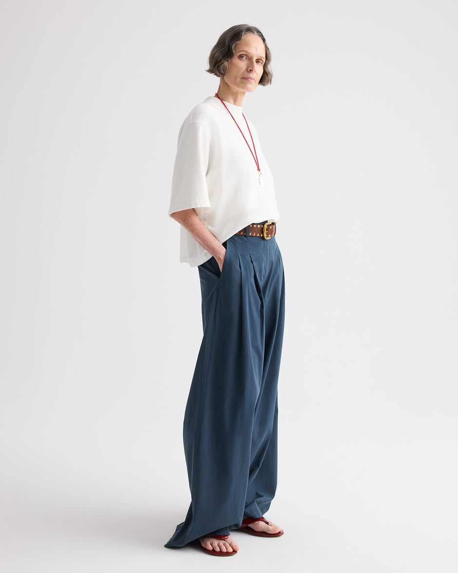 TWP Sea storm Next Didi Raw Hem Pant in Cotton Poplin view 3