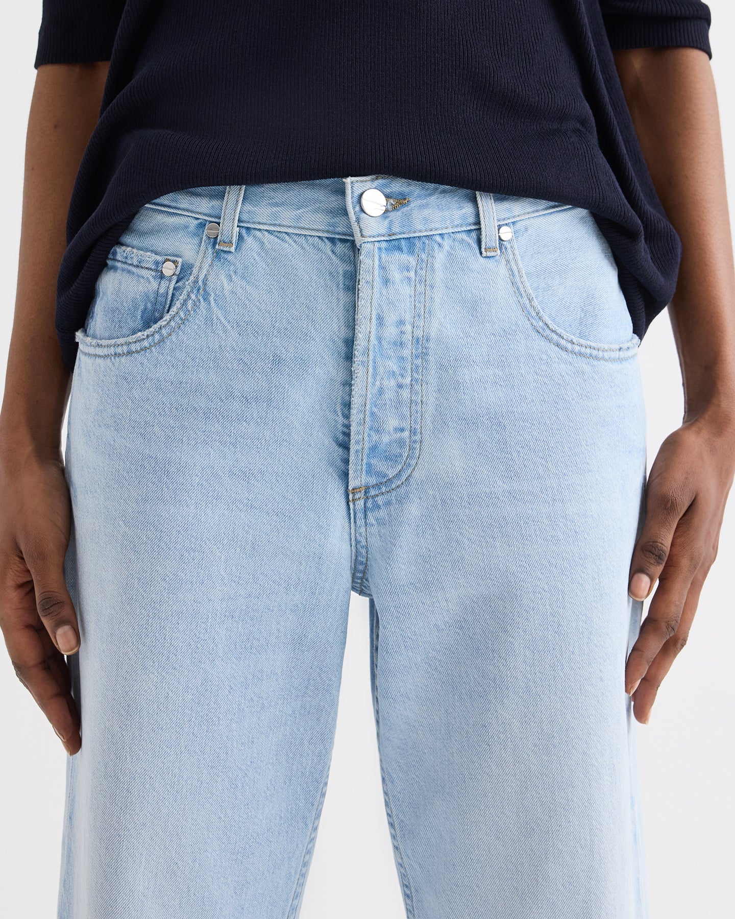 TWP Antwerp Cropped Mid Rise Jeans in Denim view 3