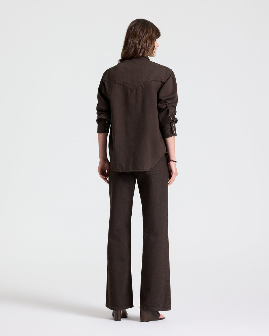 TWP Dark chocolate Harvest Moon Jean in Heavy Denim view 6